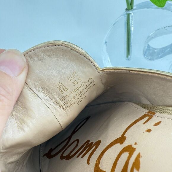 Sam Edelman Womens Kira Bit Mule Size 8 Gold Metallic Leather Slip On Shoe Flat - Picture 11 of 14